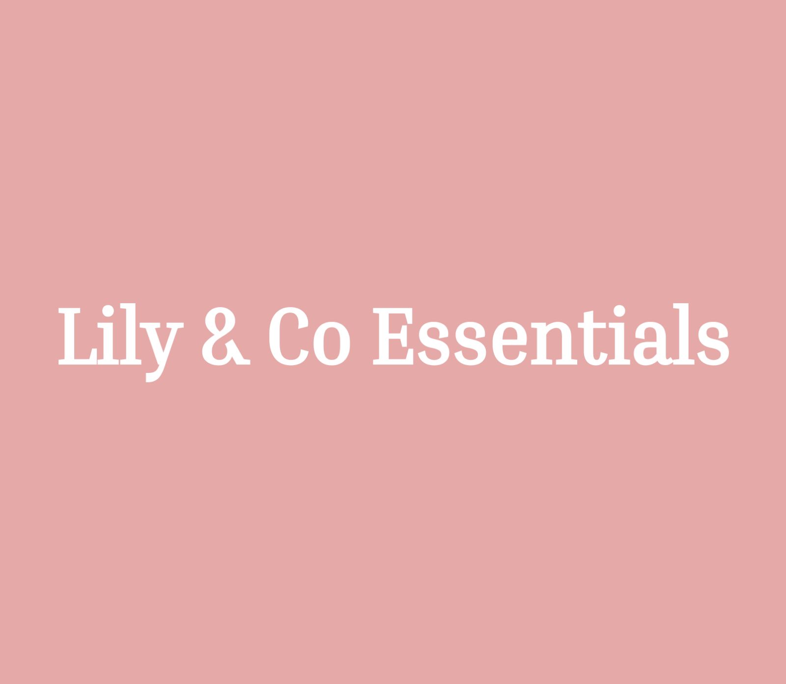 Lily & Co. Essentials wordmark — primary lockup on rose.